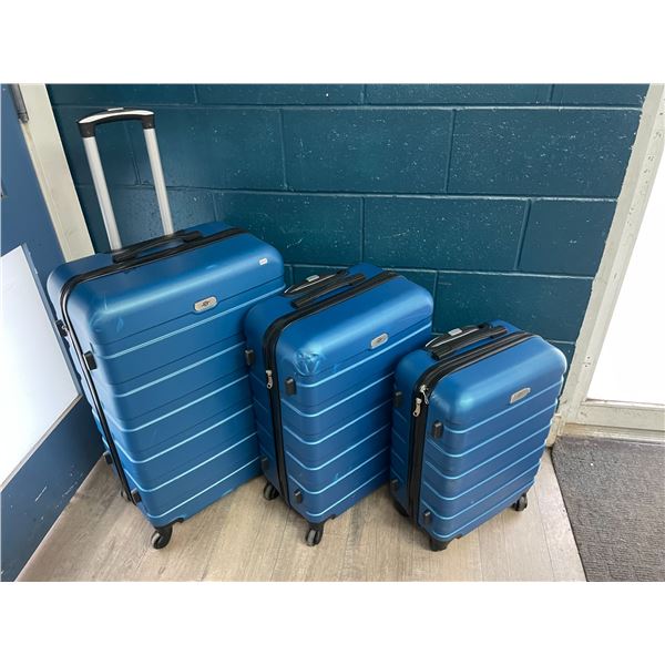 3PC Hard Shell Rolling Luggage Set (20", 24", & 28" Sizes Included) - Cerulean Blue Colour