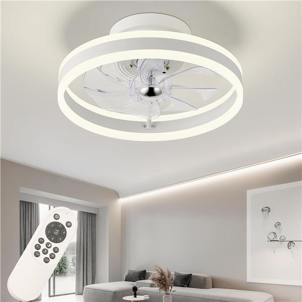 1 Riynfo Modern Noiseless Ceiling Fan with Light & Remote Control - 16inch - New/Open Box