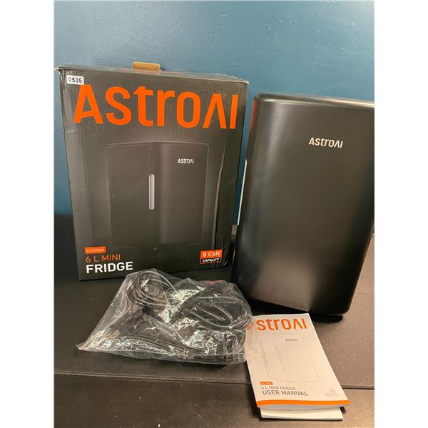 1 ASTROAI 6L Mini Fridge - Black - 8-Can Capacity - Brand New!