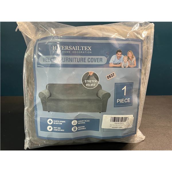 1 Velvet Stretchy Furniture/Couch Cover (Fits Couches 72 inch - 90 inch) - Grey Colour