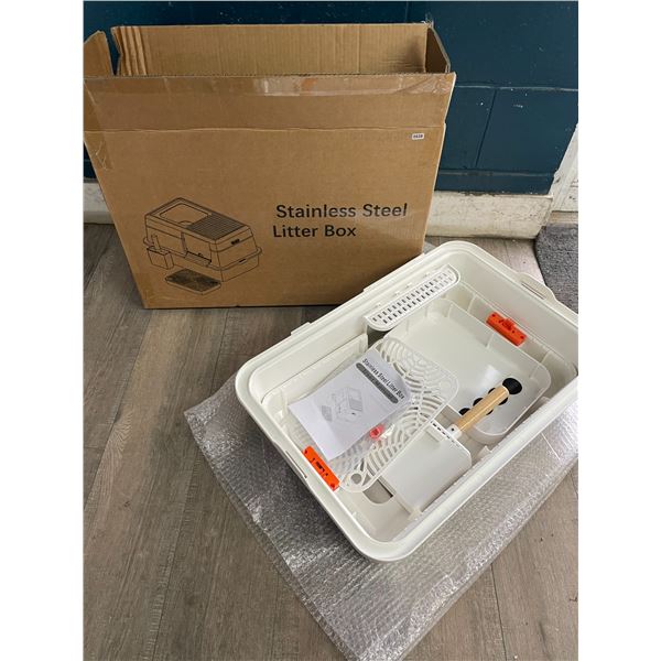 1 Stainless Steel Litter Box Set - New