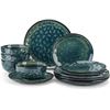 Image 1 : Vancasso 12PC Dinnerware Set - Starry Plate & Bowls Set - Dishwasher & Microwave Safe - Green - NEW