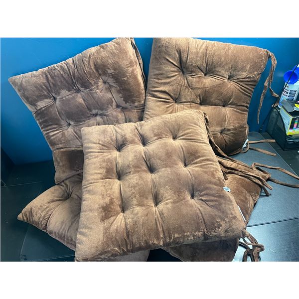 Set of 5 Brown Plush Cushions - 15inch Size - New