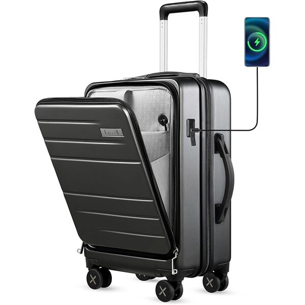 1 Luggex Carry On Luggage for Airplanes - Polycarbonate Hard Sell Suitcase (20inch) - New