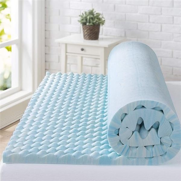 1 Zinus 2-Inch Swirl Gel Memory Foam Air Flow Mattress Topper - King Size - Open Box
