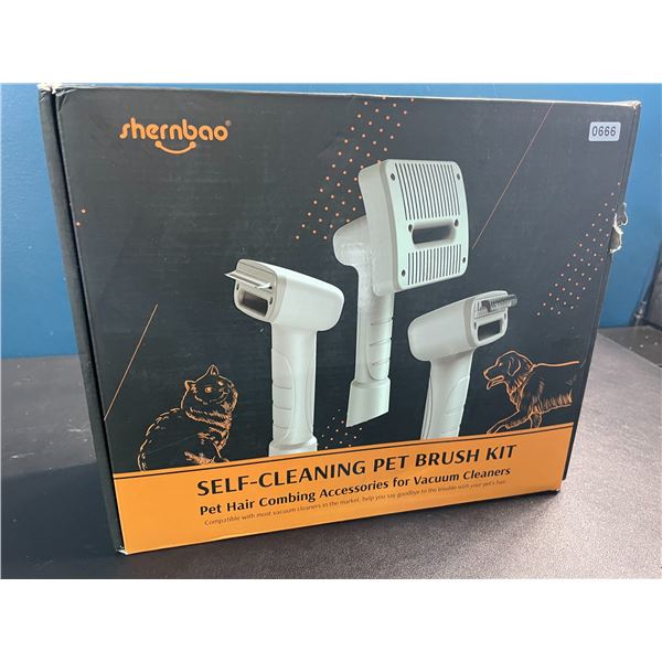 1 Self-Cleaning Pet Brush Kit - Pet Hair Combing Accessories for Vacuums - New