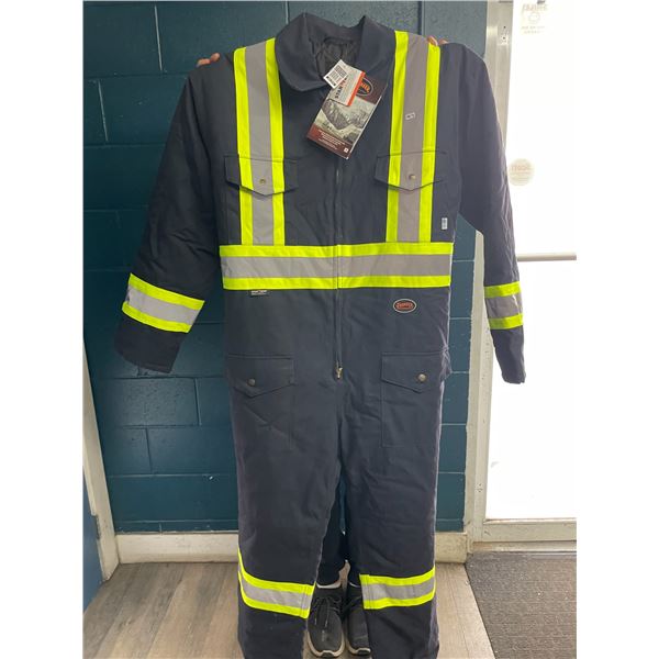 1 Pioneer Hi-Vis Insulated Work Safety Coverall for Winter - Black - Size 4XL - Navy - New w/ Tags