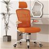 Image 1 : 1 Mimoglad Office Chair; High-Back Ergonomic Chair w/ Headrest & Flip-Up Armrest - Modern Orange