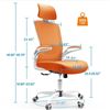 Image 2 : 1 Mimoglad Office Chair; High-Back Ergonomic Chair w/ Headrest & Flip-Up Armrest - Modern Orange
