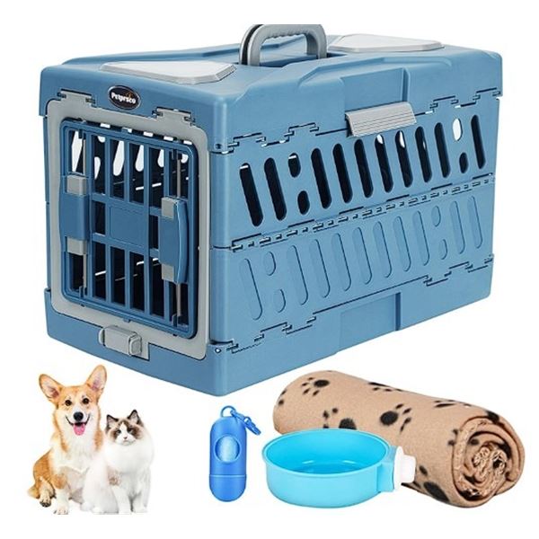 1 Petprsco Collapsible Dog Travel Crate with Blanket - 22 x 13 x 14.6" Kennel Size - New