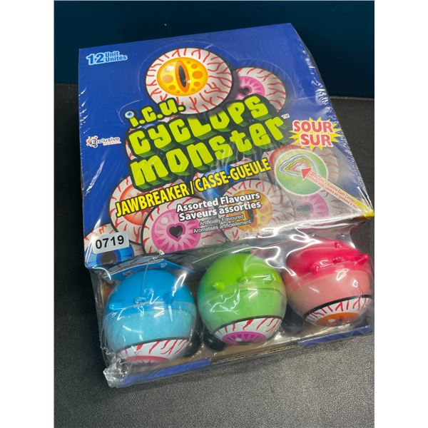 1 Case of Cyclops Monster Jawbreakers Candy - Assorted Flavours - 12 Units - New Sealed