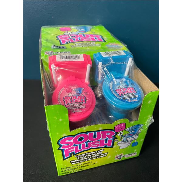 1 Case of Sour Flush Candy - Candy Plunger w/ Sour Powder Dips - 12 Units Included - New Sealed!