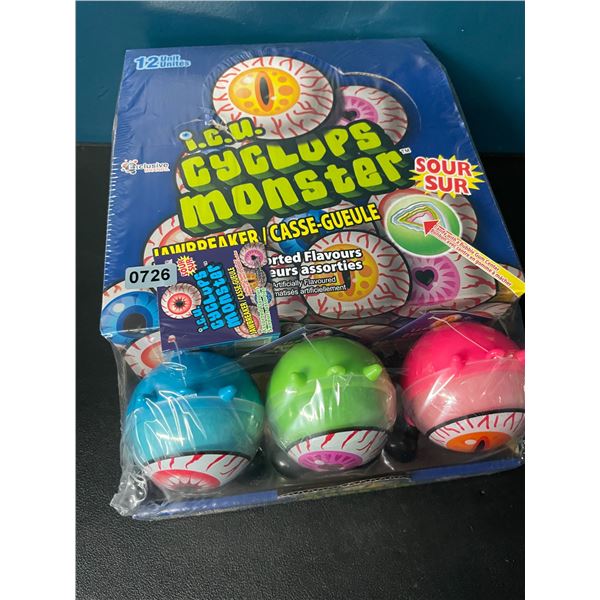 1 Case of Cyclops Monster Jawbreakers Candy - Assorted Flavours - 12 Units - New Sealed