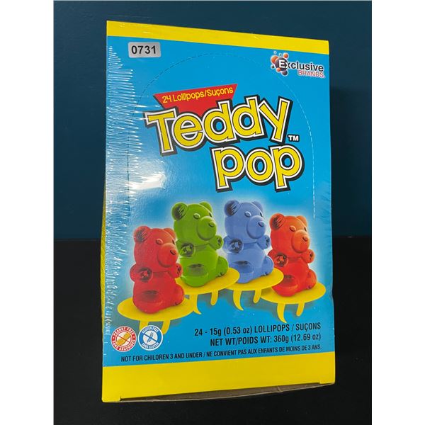 1 Case of Teddy Pops Lollipops Candy - 24 Units Included - New Sealed