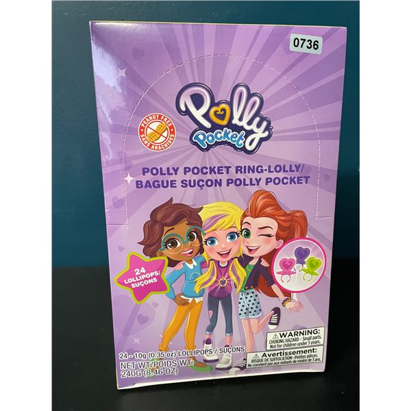 1 Case of Polly Pocket Ring-Lolly Lollipop Candy - 24 Lollipops Included - New Sealed