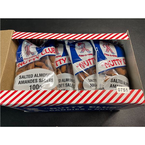 1 Case of "Nutty Club" Salted Almonds - 12 Packs x 100g each - New Sealed