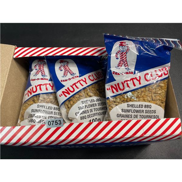 1 Case of "Nutty Club" Shelled BBQ Sunflower Seeds - 12 Packs x 100g each - New Sealed