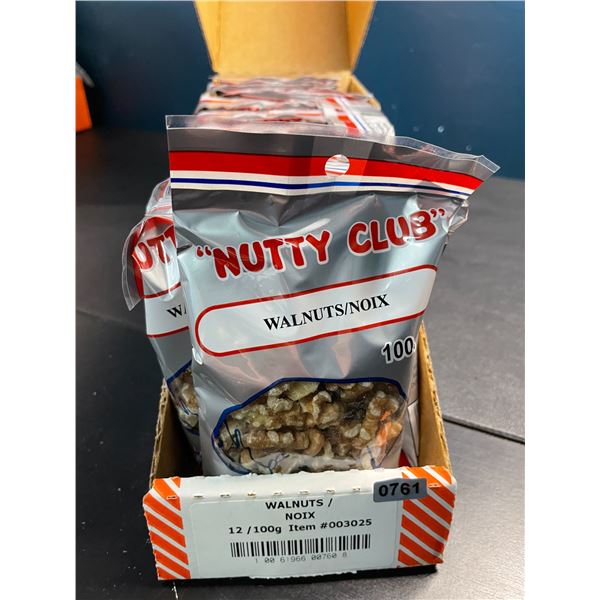 1 Case of "Nutty Club" Walnuts - 12 Packs x 100g each - New Sealed