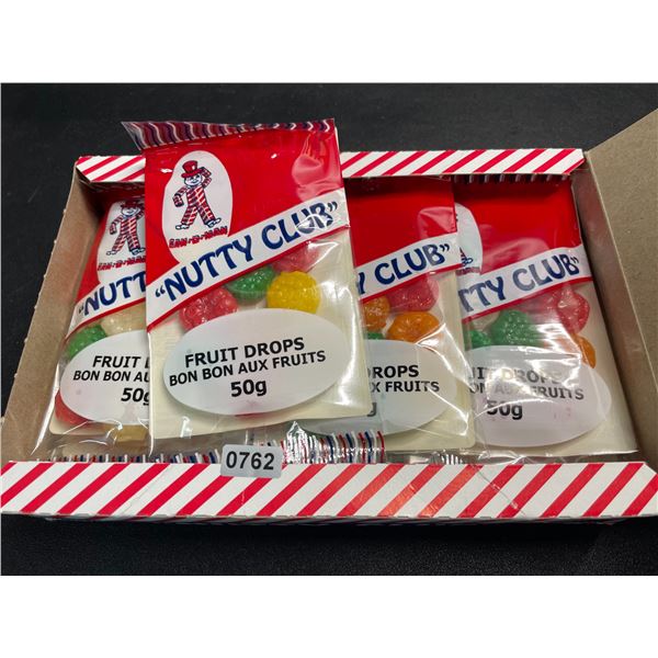 1 Case of "Nutty Club" Fruit Drops Candy - 12 Packs x 50g each - New Sealed