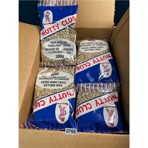 1 Case of "Nutty Club" Raw Shelled Sunflower Seeds - 12 Packs x 200g each - New Sealed