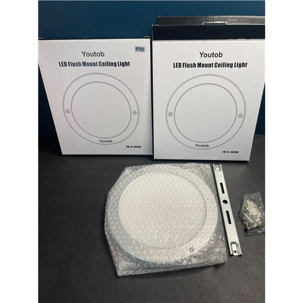 2 LED Flush Mount Ceiling Lights - Cool White 4000K - Brand New