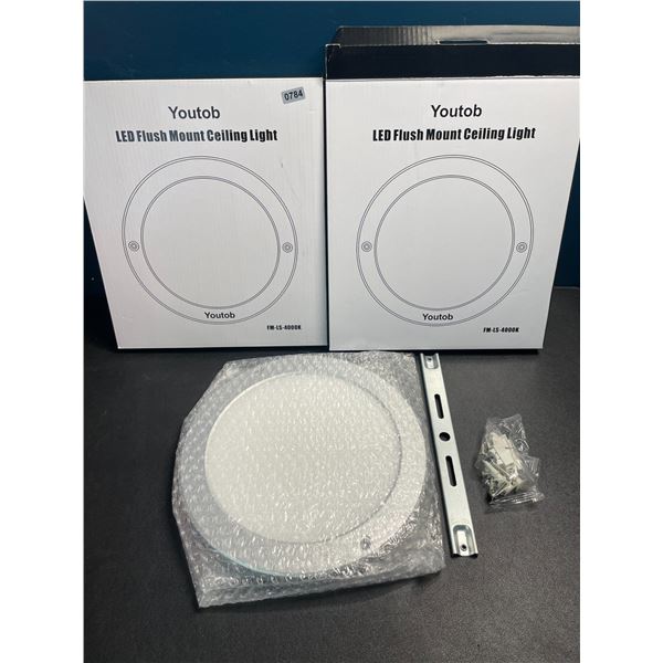 2 LED Flush Mount Ceiling Lights - Cool White 4000K - Brand New