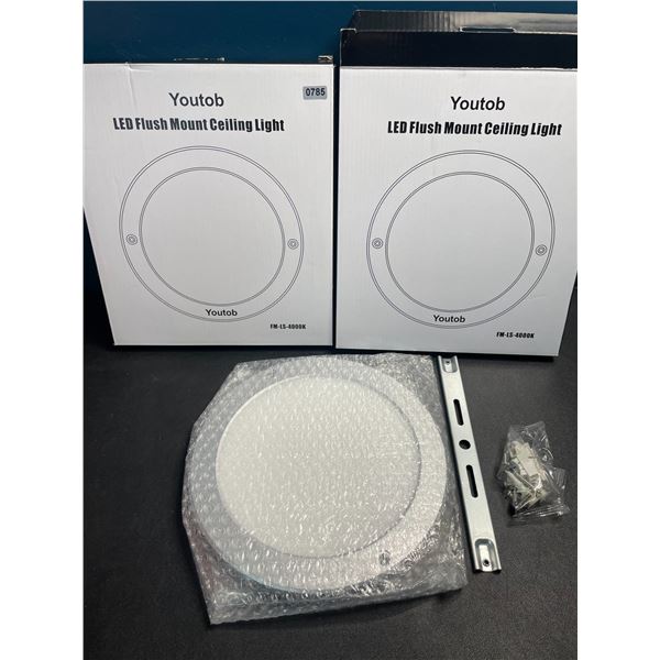 2 LED Flush Mount Ceiling Lights - Cool White 4000K - Brand New