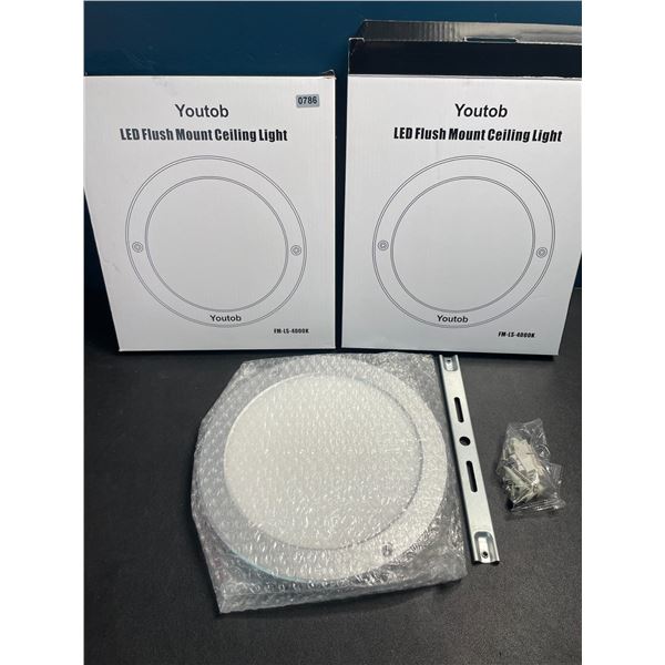 2 LED Flush Mount Ceiling Lights - Cool White 4000K - Brand New