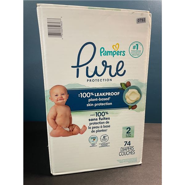 1 Case of Pampers Pure Protection Leakproof Diapers - Size 2 - 74 Diapers Included