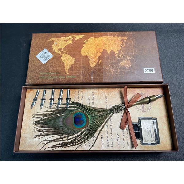 1 Peacock Design Caligraphy Pen Set - Brand New