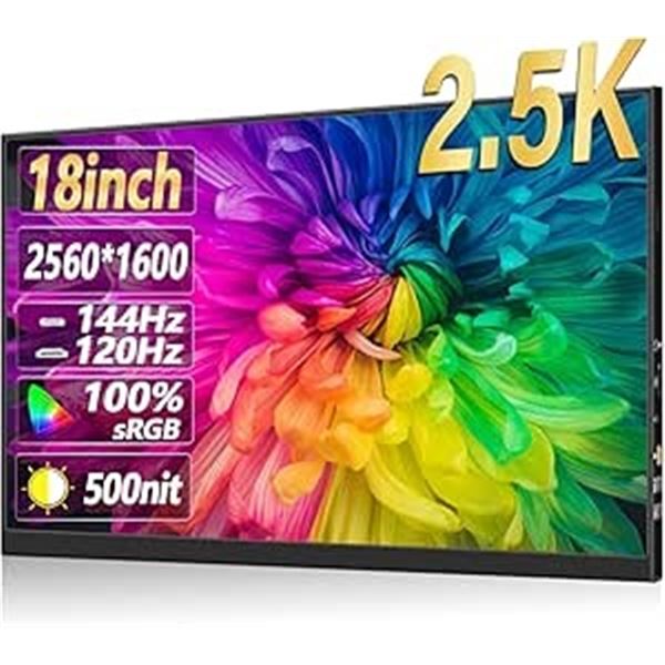 1 18-Inch Screen 16:10 Portable Monitor - 144HZ 2.5K Ultra HD IPS Screen Gaming Monitor - NEW