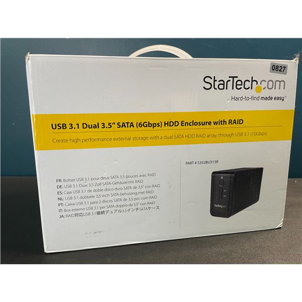 1 StarTech USB 3.1 Dual 3.5" SATA HDD Enclosure with RAID - Brand New