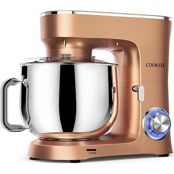 1 Cooklee Stand Mixer - 8.5QT 660W 10-Speed Electric Kitchen Mixer - Gold - New/Open Box