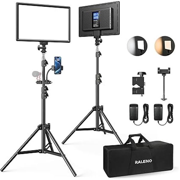 1 Raleno VL-S192K 2-Pack LED Soft Video Lighting Kit - 75" Stand + Studio Light for Video Recording