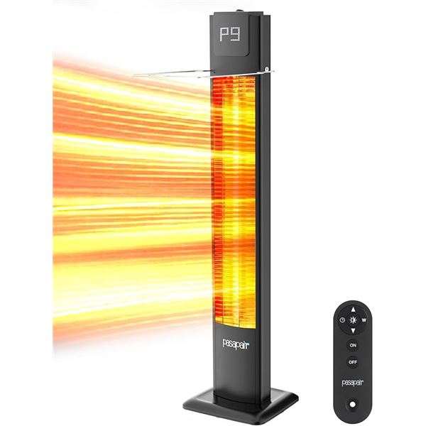 1 Pasapair 42" Outdoor Electric Patio Heater - 1500W Infrared Tower Heater with Remote - Opn Box/New