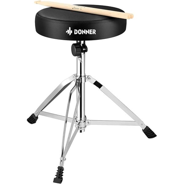 1 Donner Drum Throne Set - Padded Stool w/ Drumsticks - Adjustable Height - BRAND NEW!