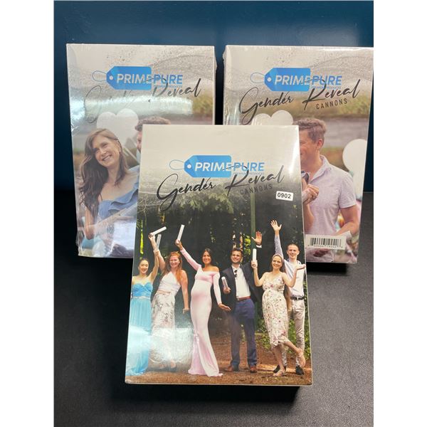 3 PrimePure Gender Reveal Cannon Sets - Pink & Blue Included in Each - New Sealed