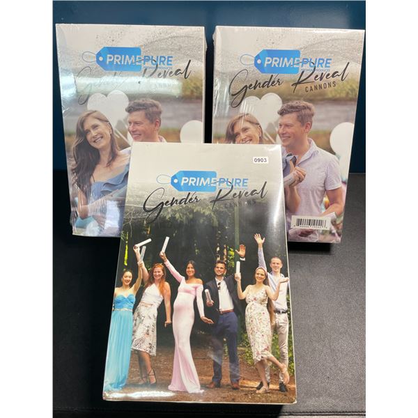 3 PrimePure Gender Reveal Cannon Sets - Pink & Blue Included in Each - New Sealed