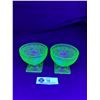 Image 1 : Two Art Deco Uranium Glass Desert Dishes 3" Tall