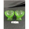 Image 3 : Two Art Deco Uranium Glass Desert Dishes 3" Tall