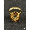 Image 2 : Gold Plated Ring with Emerald and Clear Glass Stones