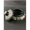 Image 2 : Vintage 1930s Black Satin Glass Bowl