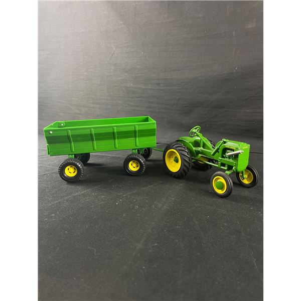Vintage Metal ERTL John Deere 6" Tractor w/10.5" Plastic Farm Trailer