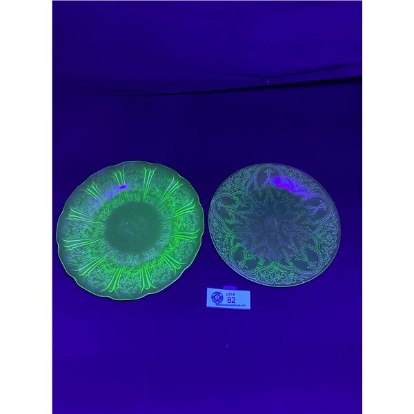 Lot of 2 Beautiful Vintage Uranium Glass Dishes