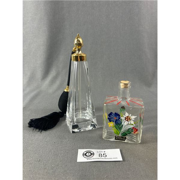 2 Vintage Perfume Bottles. 1 Hand Painted Made in Austria