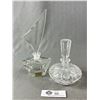 Image 1 : 2 Stunning Crystal Perfume Bottles. 1 is Mouth Blown, Hand Cut, Made in German Democratic Republic