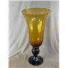 Image 2 : Lot of Lovely Amber Glass Vases and Bottle Largest one Measures Approx 21.5". NO SHIPPING