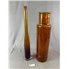 Image 3 : Lot of Lovely Amber Glass Bottles Largest one Measures Approx 30.5" NO SHIPPING