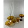 Image 1 : Vintage Mid Century Amber Glass Bowls and Goblets. NO SHIPPING.