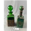 Image 1 : Pair of Antique Leather Encased Bottles - Made in Italy